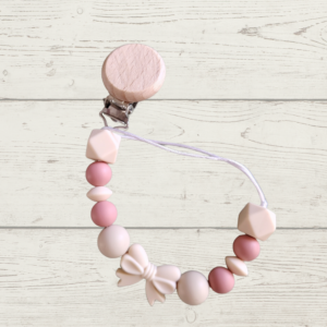 Blush & oatmeal with cream bow ribbon