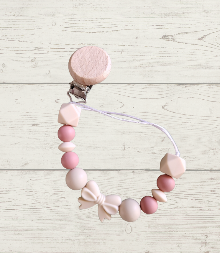 Blush & oatmeal with cream bow ribbon