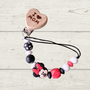 Black, red & white Minnie Mouse with I love Mom clip