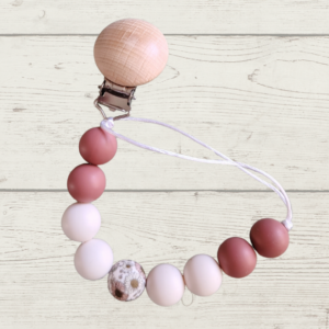 Burgandy & round beads with flower round bead