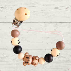 Brown & black beads with teddy bear