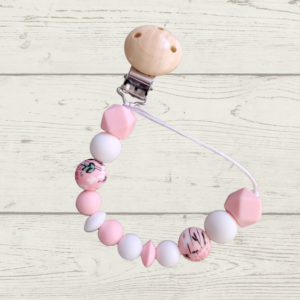 Pink & white beads with flower beads