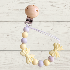 Yellow & grey beads with bow ribbons
