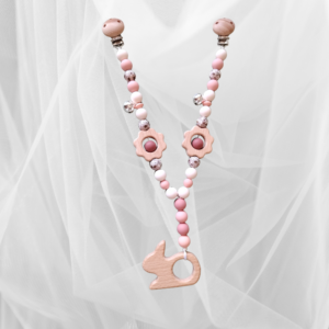 Blush pink & white with wooden flowers