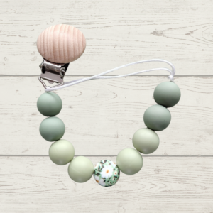 Round beads with flower bead olive green